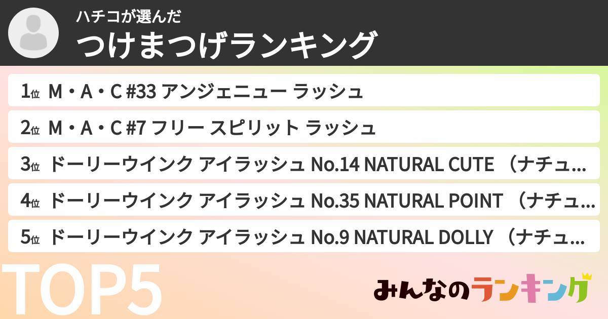 ハチコさんの「つけまつげランキング」