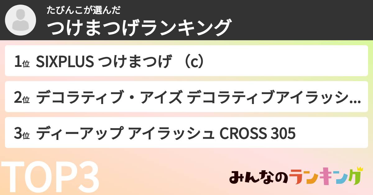 たびんこさんの「つけまつげランキング」