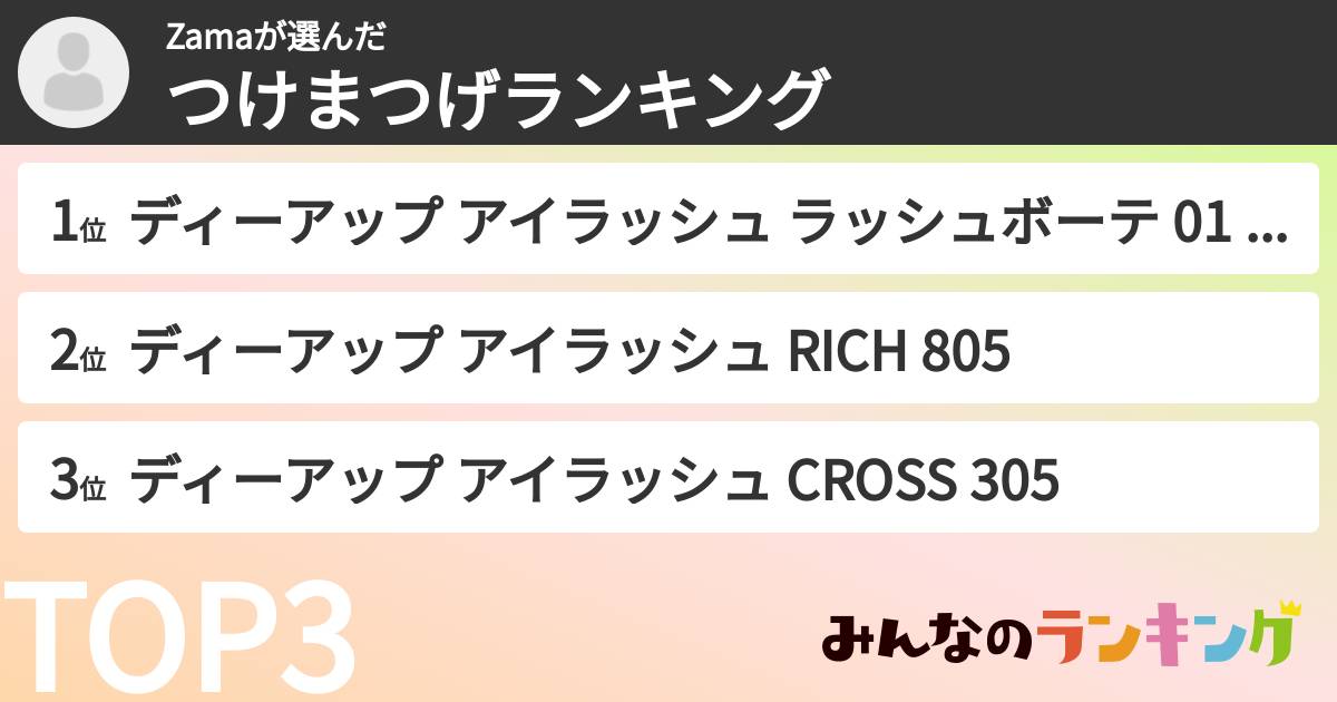 Zamaさんの「つけまつげランキング」