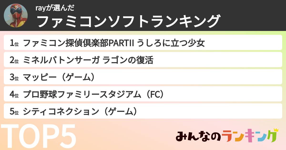 rayさんの「ファミコンソフトランキング」