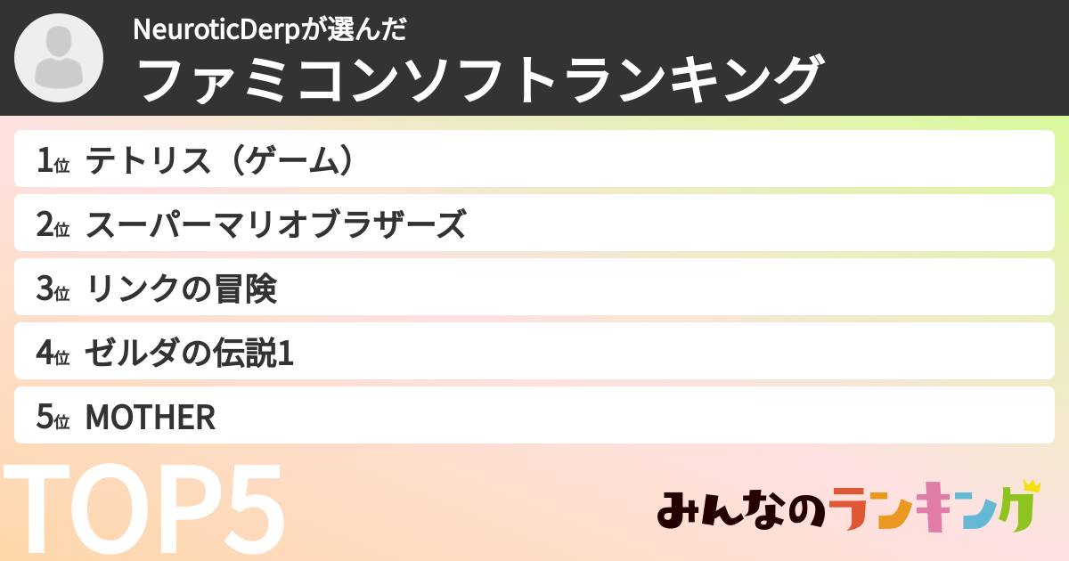 NeuroticDerpさんの「ファミコンソフトランキング」
