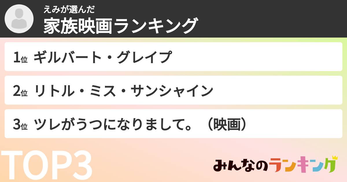 えみさんの「家族映画ランキング」