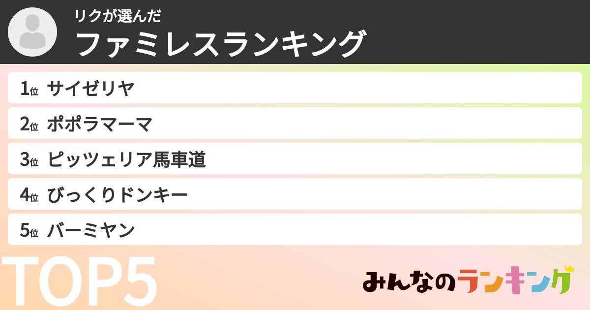 リクさんの「ファミレスランキング」
