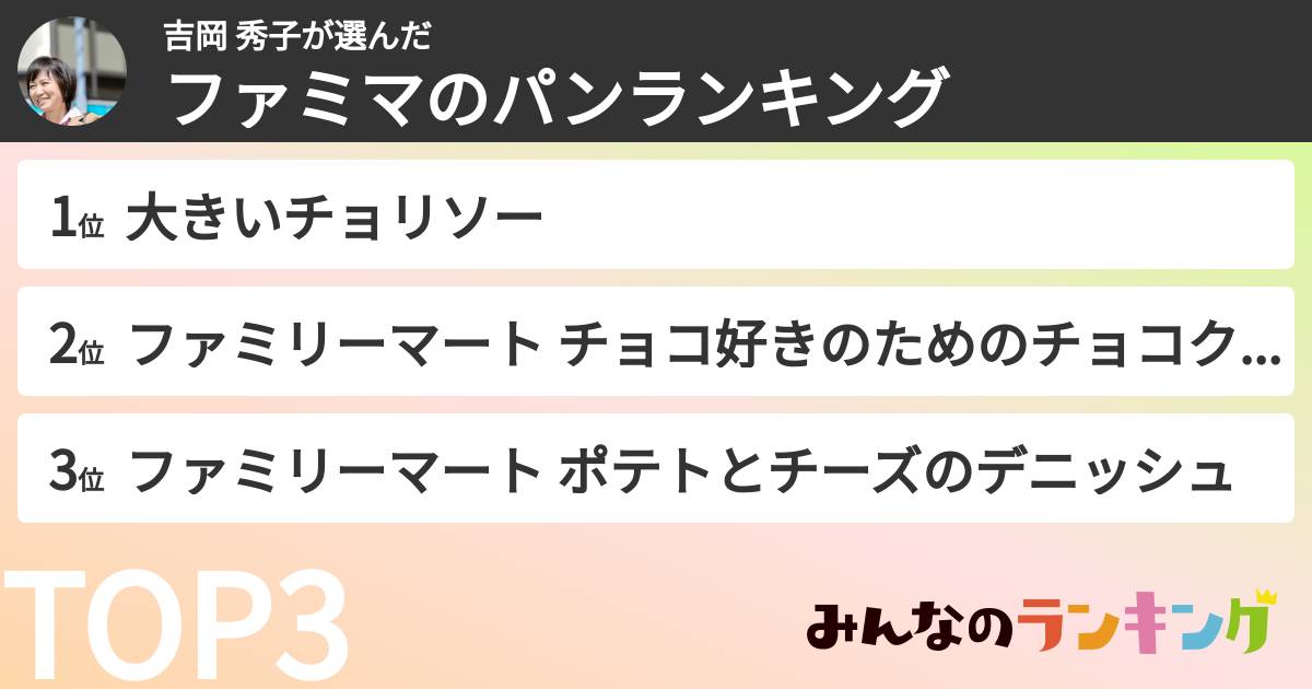 吉岡 秀子さんの「ファミマのパンランキング」