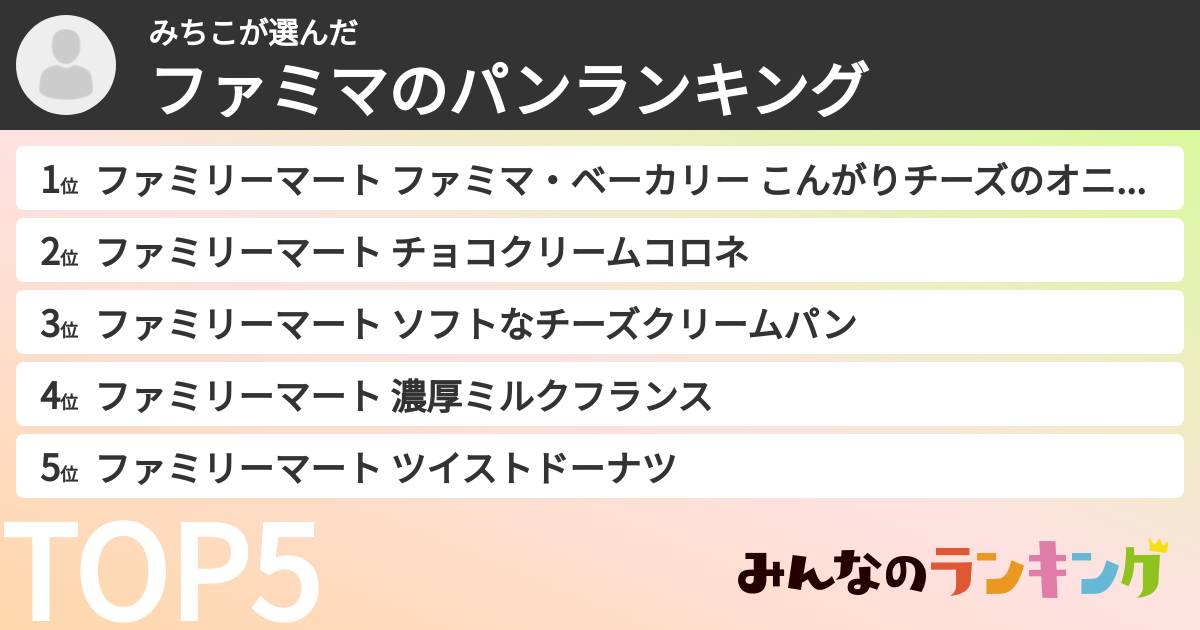 みちこさんの「ファミマのパンランキング」
