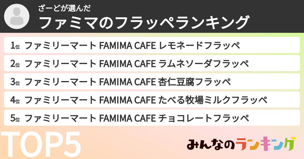 ざーどさんの「ファミマのフラッペランキング」