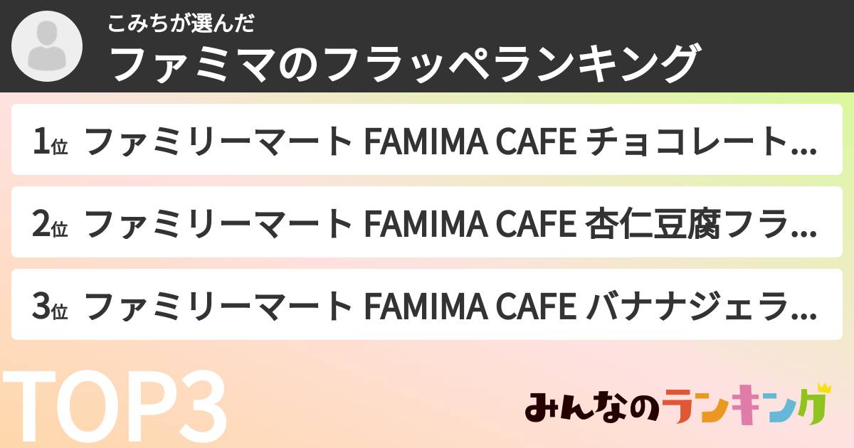 こみちさんの「ファミマのフラッペランキング」