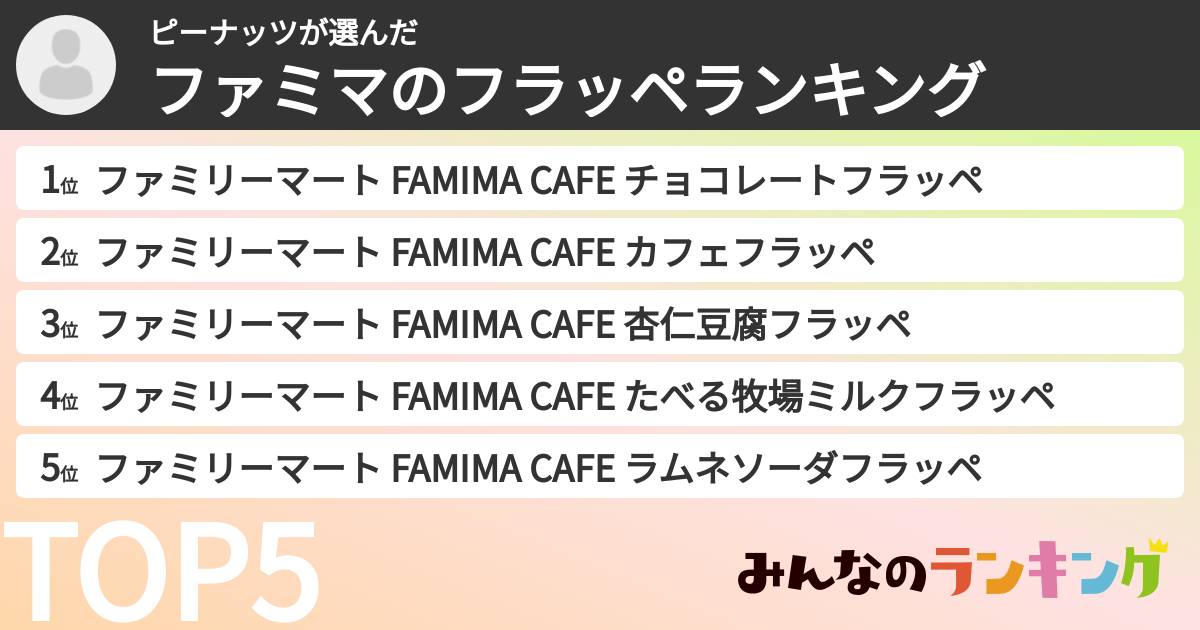 ピーナッツさんの「ファミマのフラッペランキング」