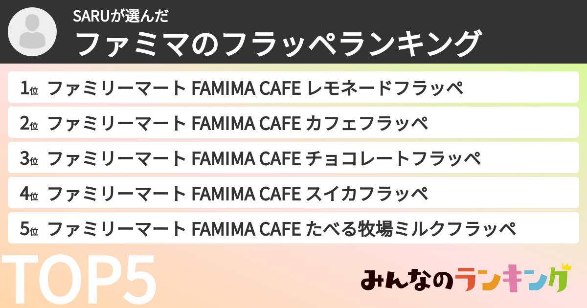 SARUさんの「ファミマのフラッペランキング」