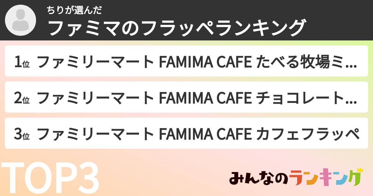 ちりさんの「ファミマのフラッペランキング」