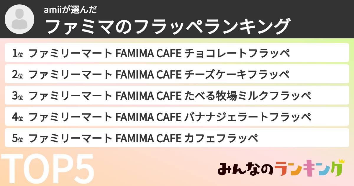 amiiさんの「ファミマのフラッペランキング」