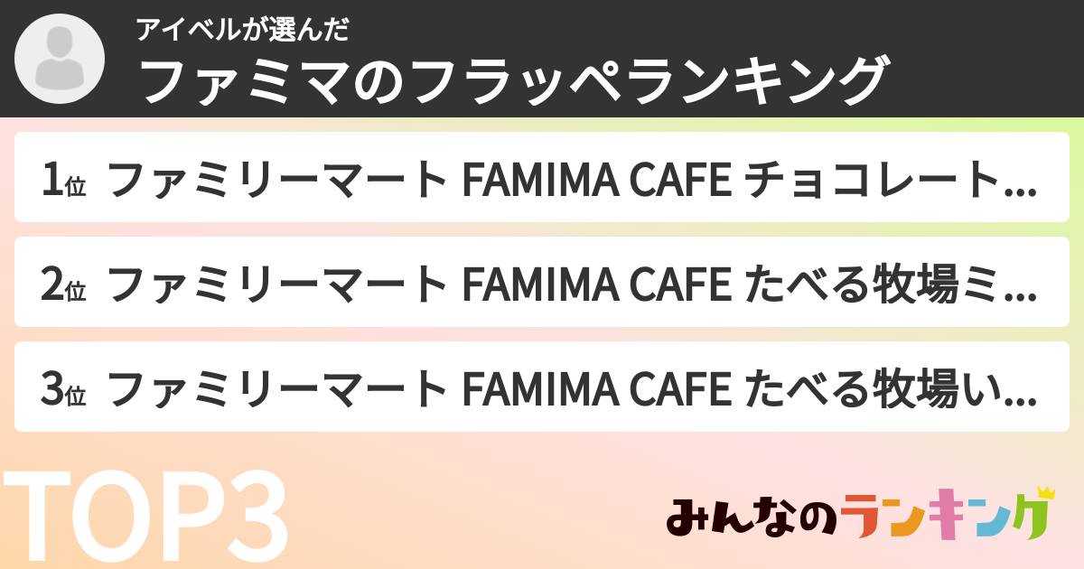 アイベルさんの「ファミマのフラッペランキング」