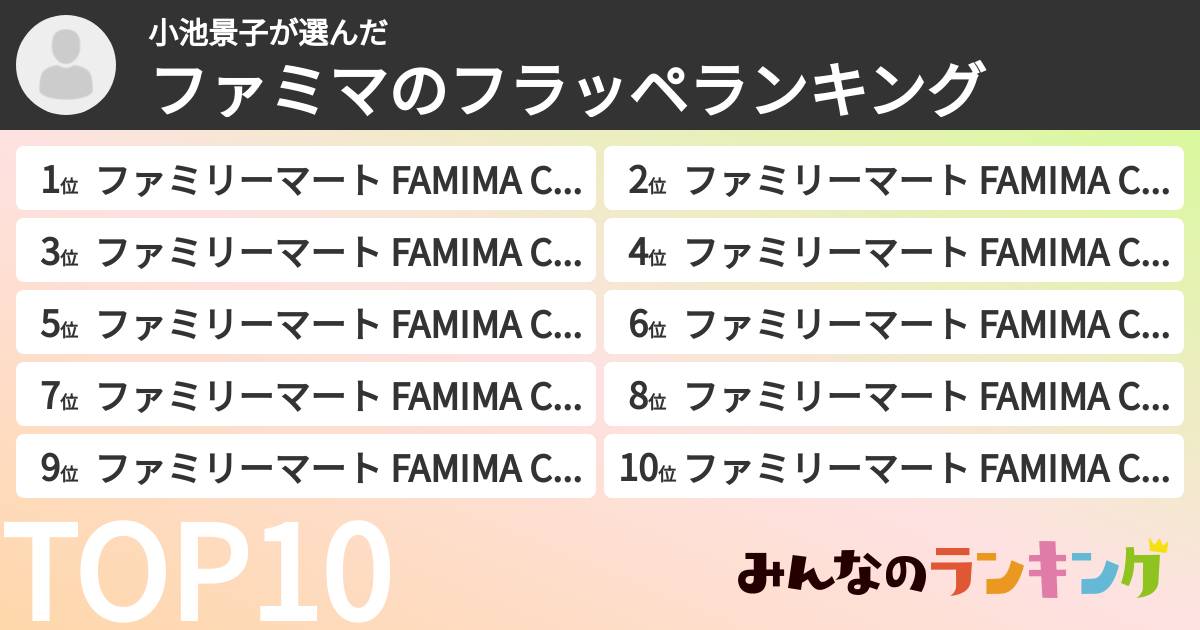 小池景子さんの「ファミマのフラッペランキング」