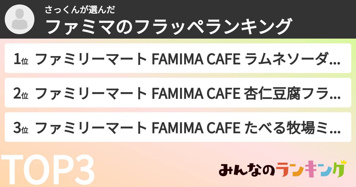 さっくんさんの「ファミマのフラッペランキング」