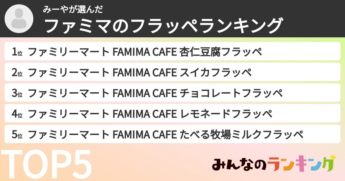 みーやさんの「ファミマのフラッペランキング」