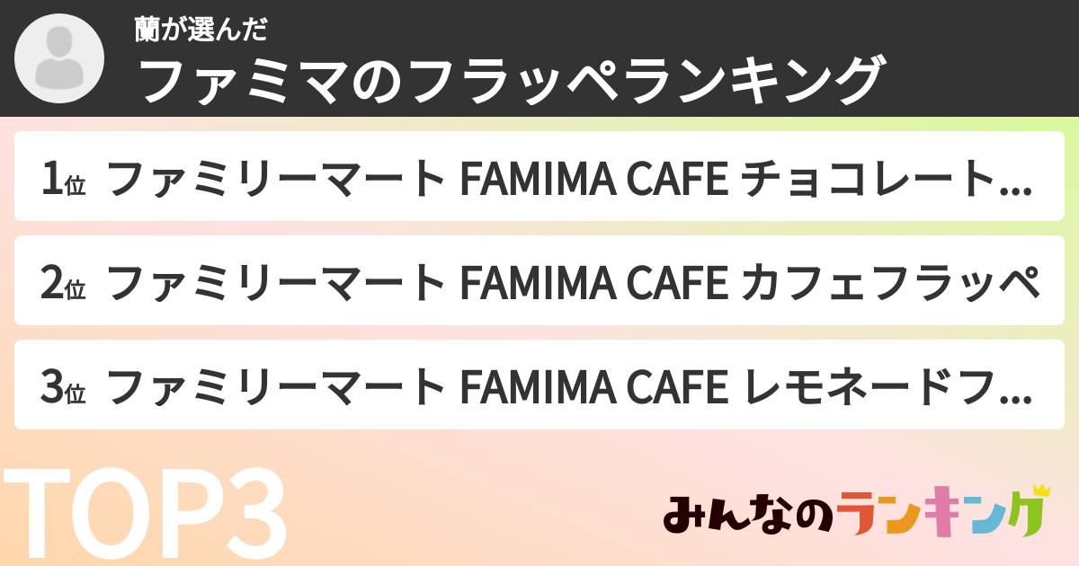 蘭さんの「ファミマのフラッペランキング」