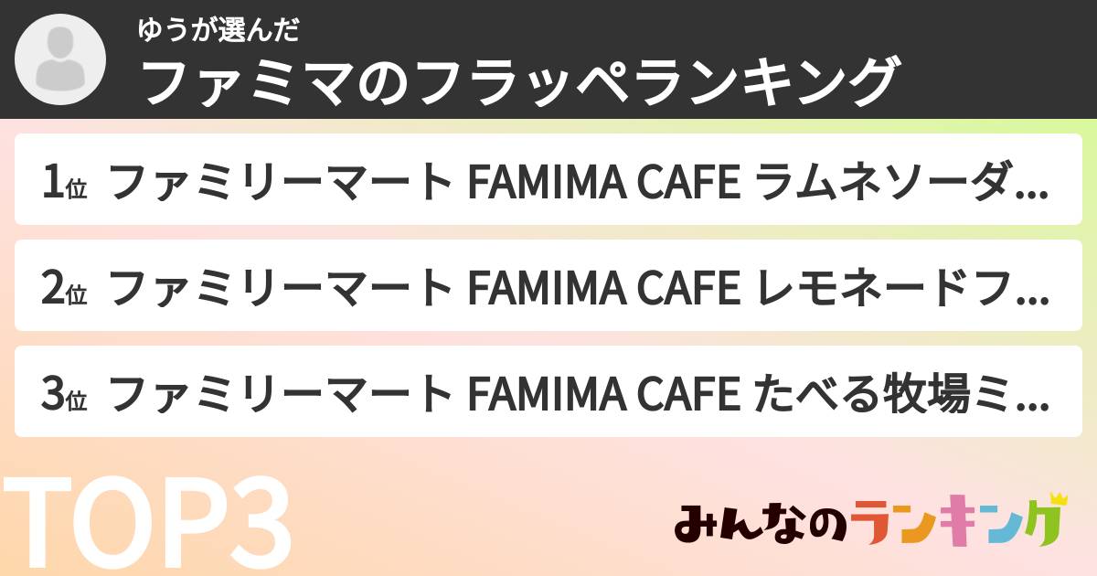 ゆうさんの「ファミマのフラッペランキング」