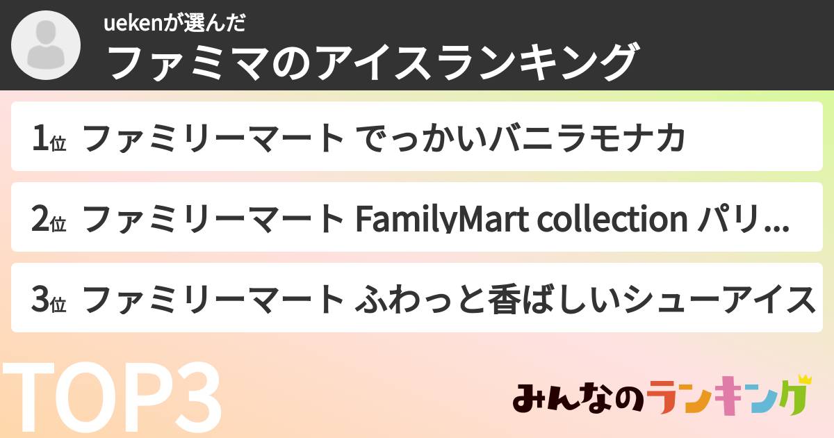 uekenさんの「ファミマのアイスランキング」