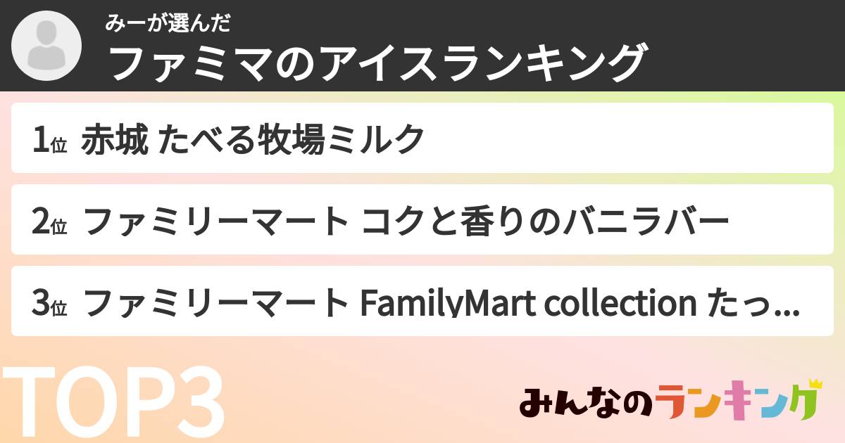 みーさんの「ファミマのアイスランキング」