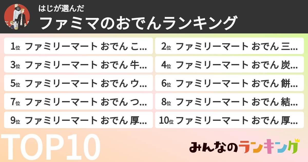 はじさんの「ファミマのおでんランキング」