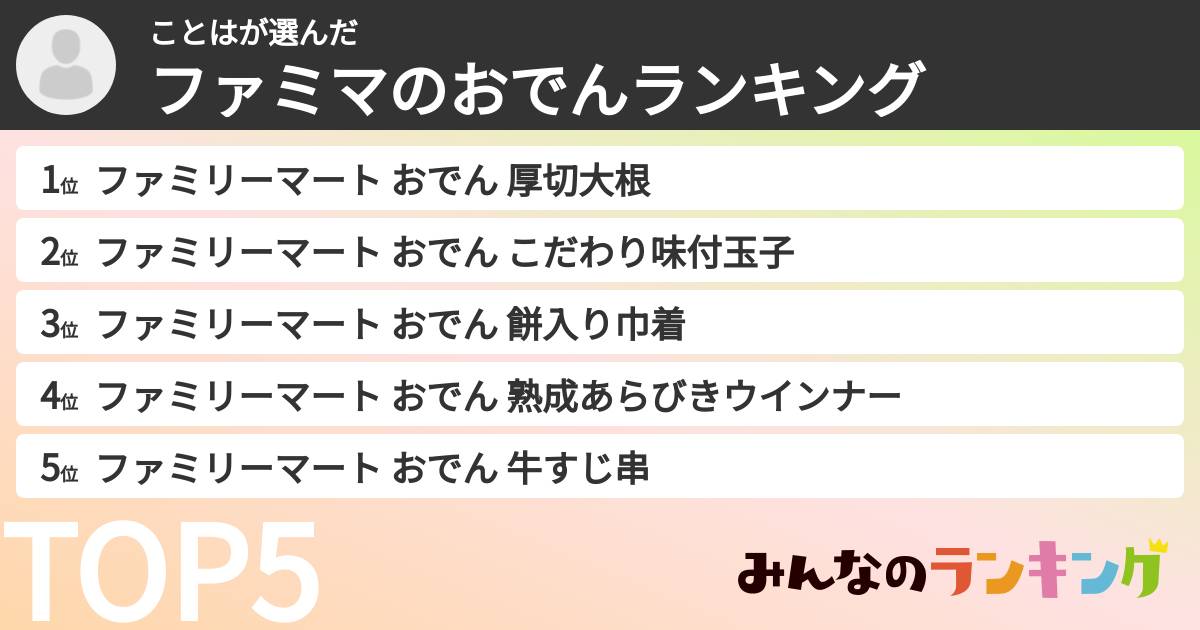 ことはさんの「ファミマのおでんランキング」