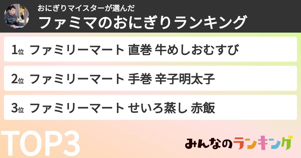 おにぎりマイスターさんの「ファミマのおにぎりランキング」