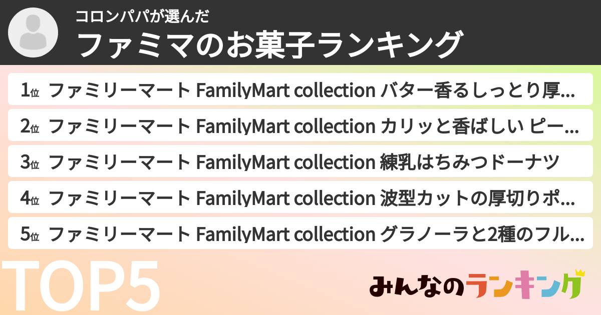 コロンパパさんの「ファミマのお菓子ランキング」