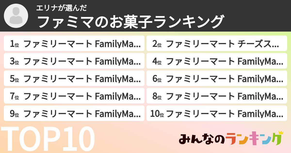 エリナさんの「ファミマのお菓子ランキング」