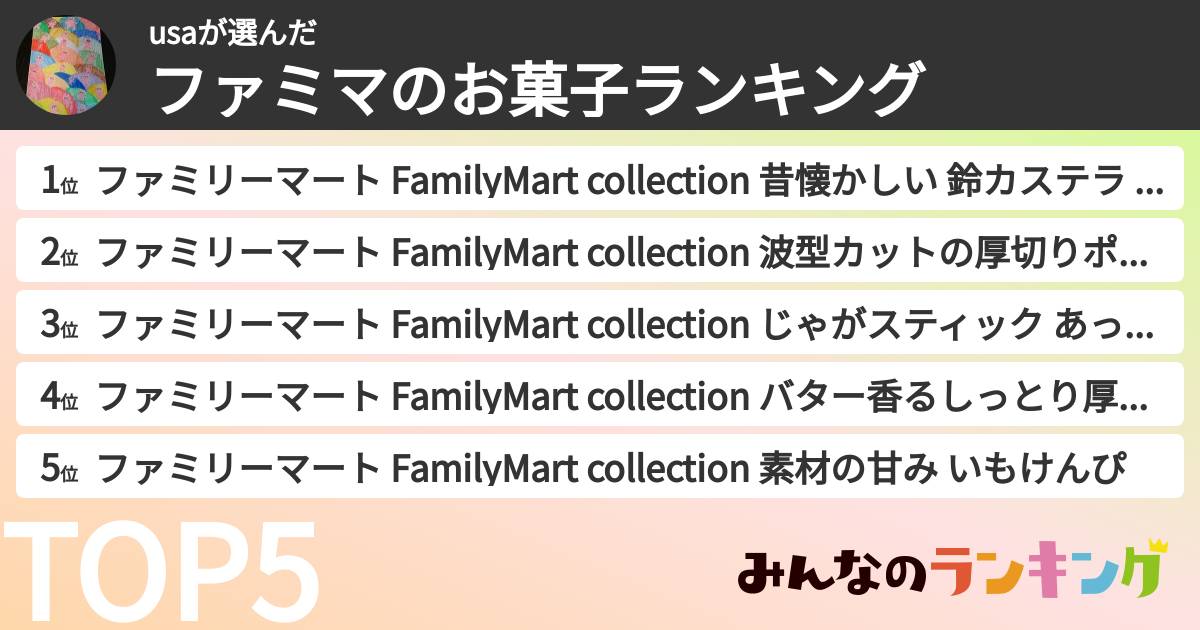 usaさんの「ファミマのお菓子ランキング」