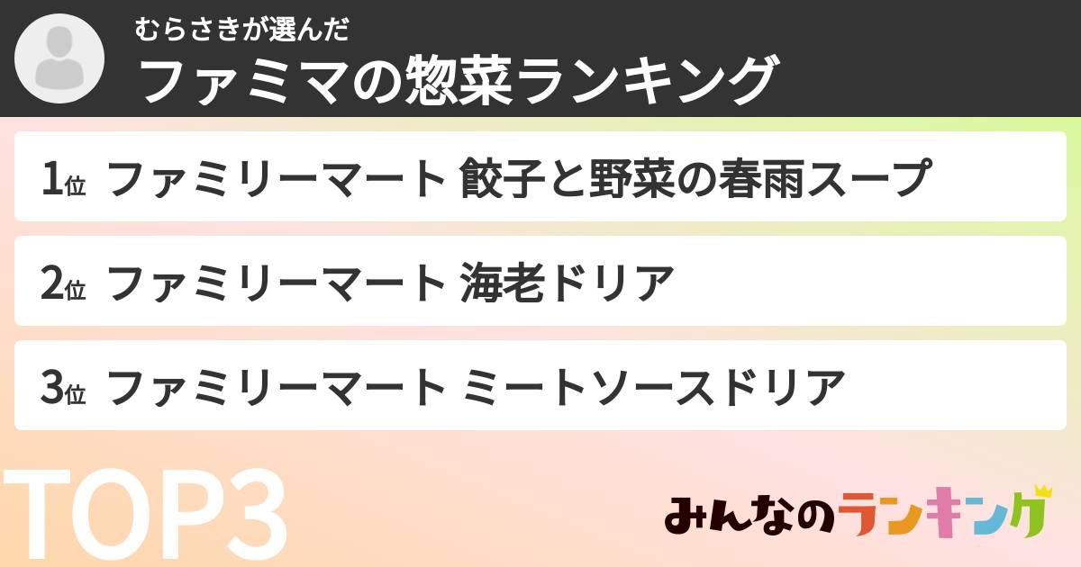 むらさきさんの「ファミマの惣菜ランキング」