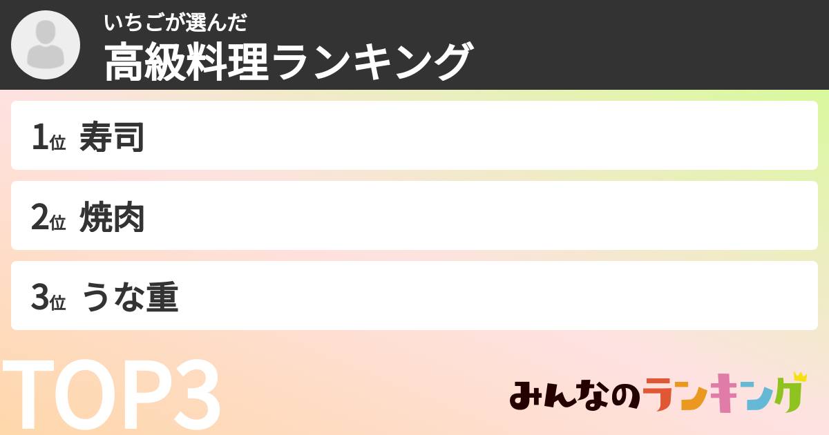 いちごさんの「高級料理ランキング」