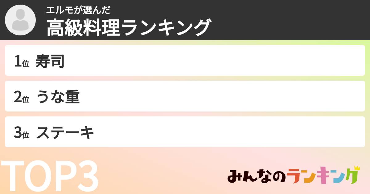 エルモさんの「高級料理ランキング」