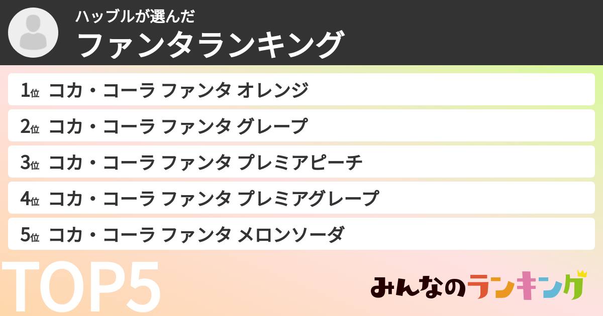 ハッブルさんの「ファンタランキング」
