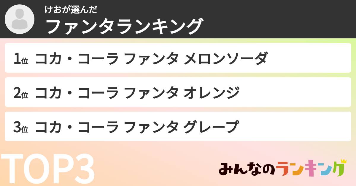 けおさんの「ファンタランキング」