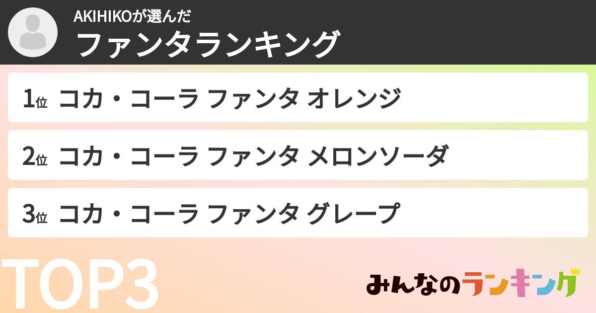 AKIHIKOさんの「ファンタランキング」