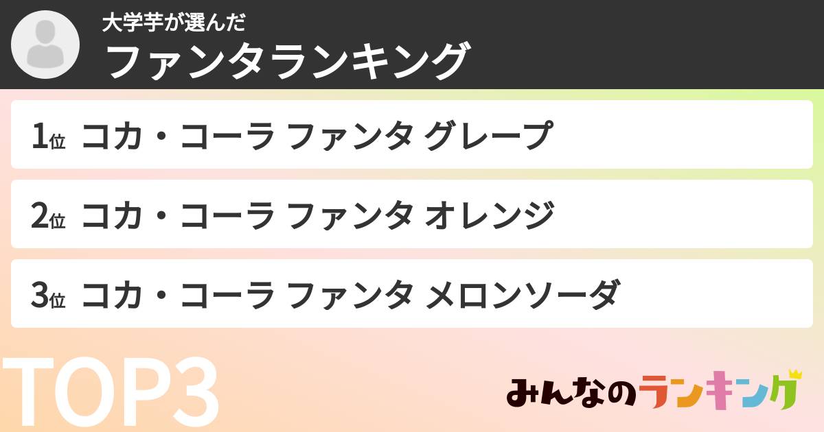 大学芋さんの「ファンタランキング」