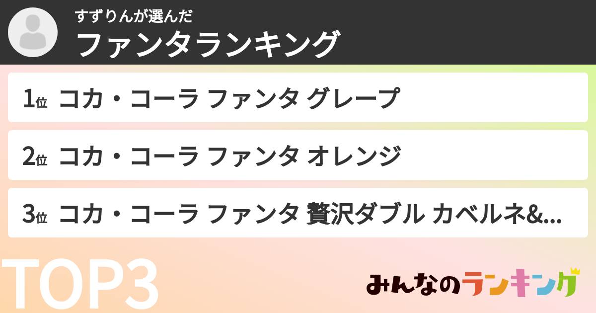 すずりんさんの「ファンタランキング」