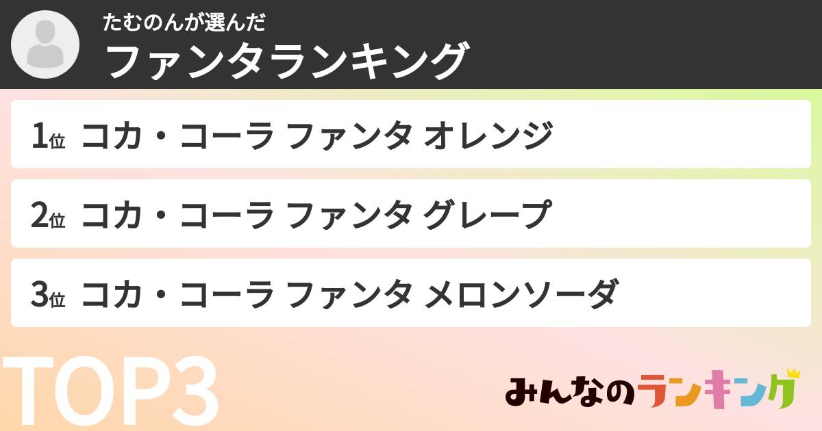 たむのんさんの「ファンタランキング」