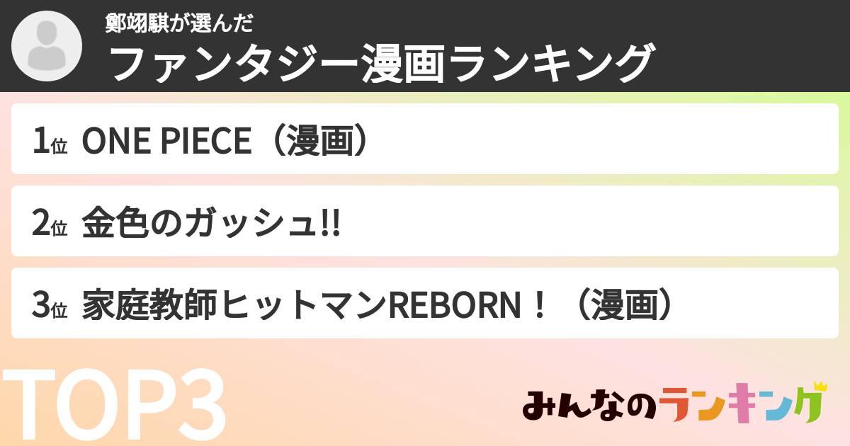 鄭翊騏さんの「ファンタジー漫画ランキング」