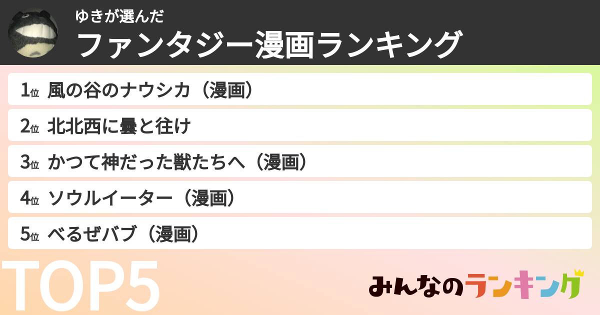 ゆきさんの「ファンタジー漫画ランキング」