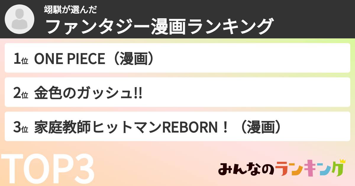 翊騏さんの「ファンタジー漫画ランキング」