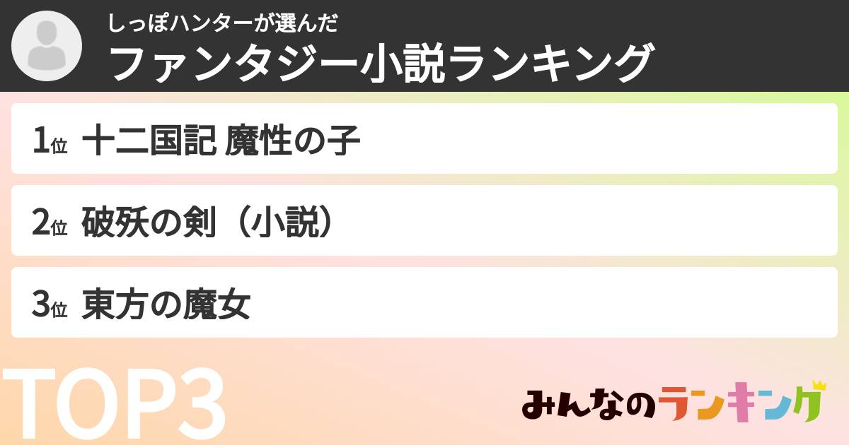 しっぽハンターさんの「ファンタジー小説ランキング」