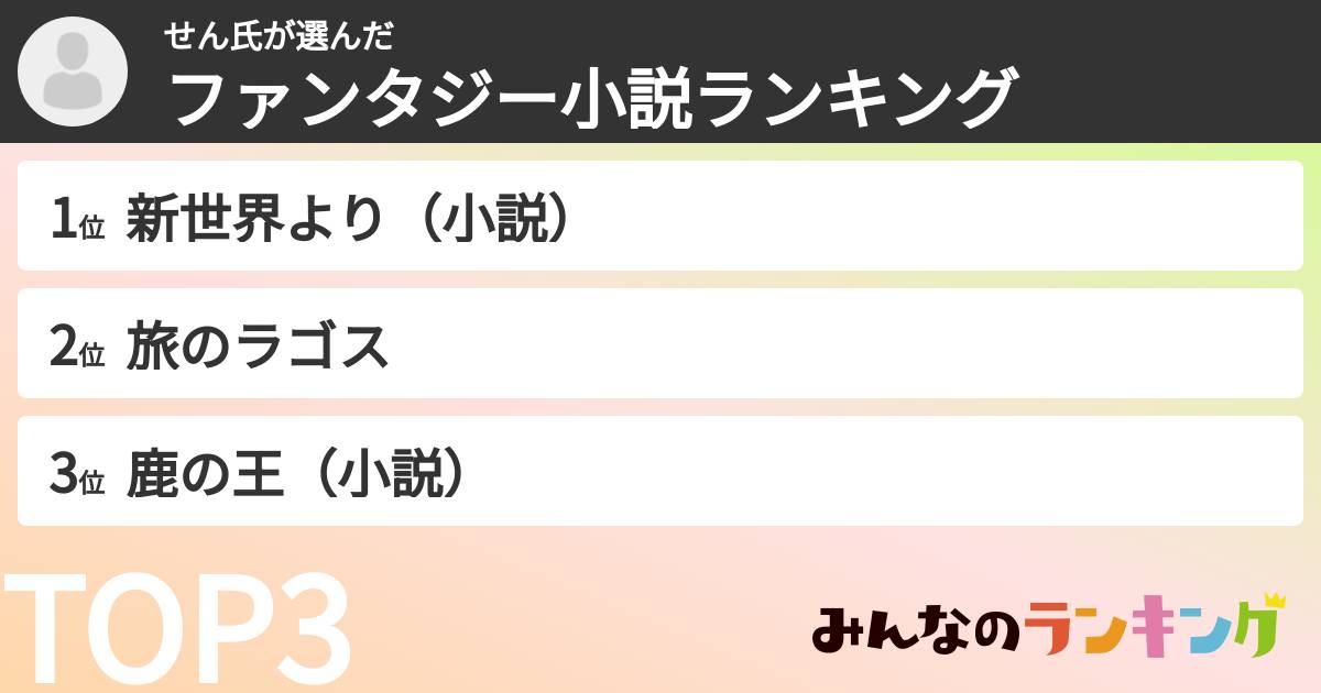 せん氏さんの「ファンタジー小説ランキング」