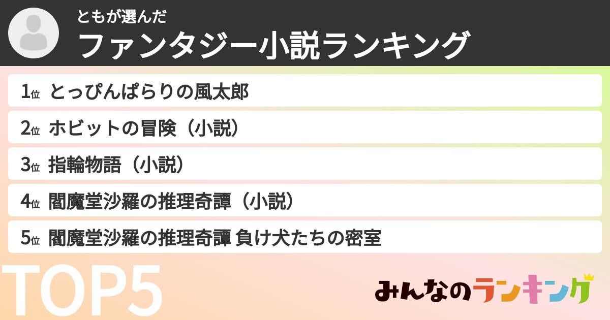 ともさんの「ファンタジー小説ランキング」