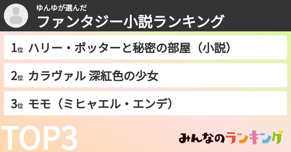 ゆんゆさんの「ファンタジー小説ランキング」