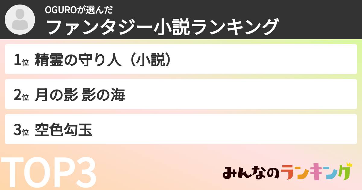 OGUROさんの「ファンタジー小説ランキング」