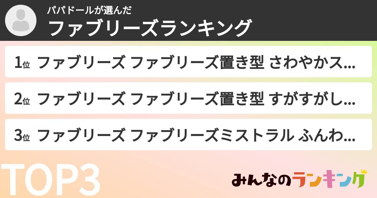 パパドールさんの「ファブリーズランキング」