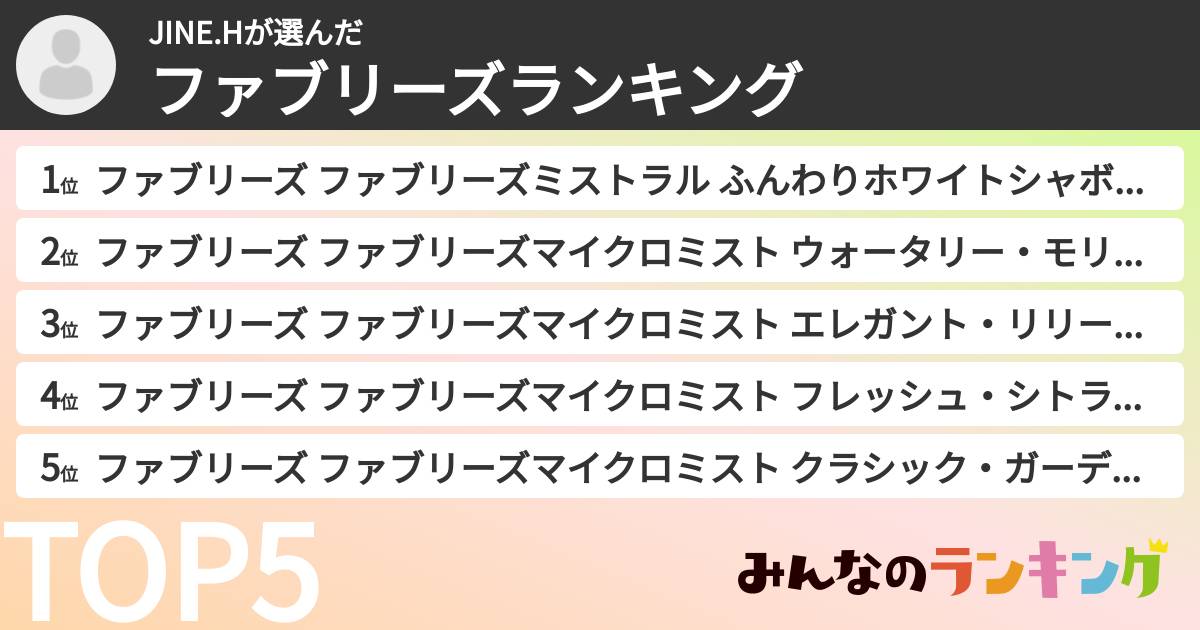 JINE.Hさんの「ファブリーズランキング」