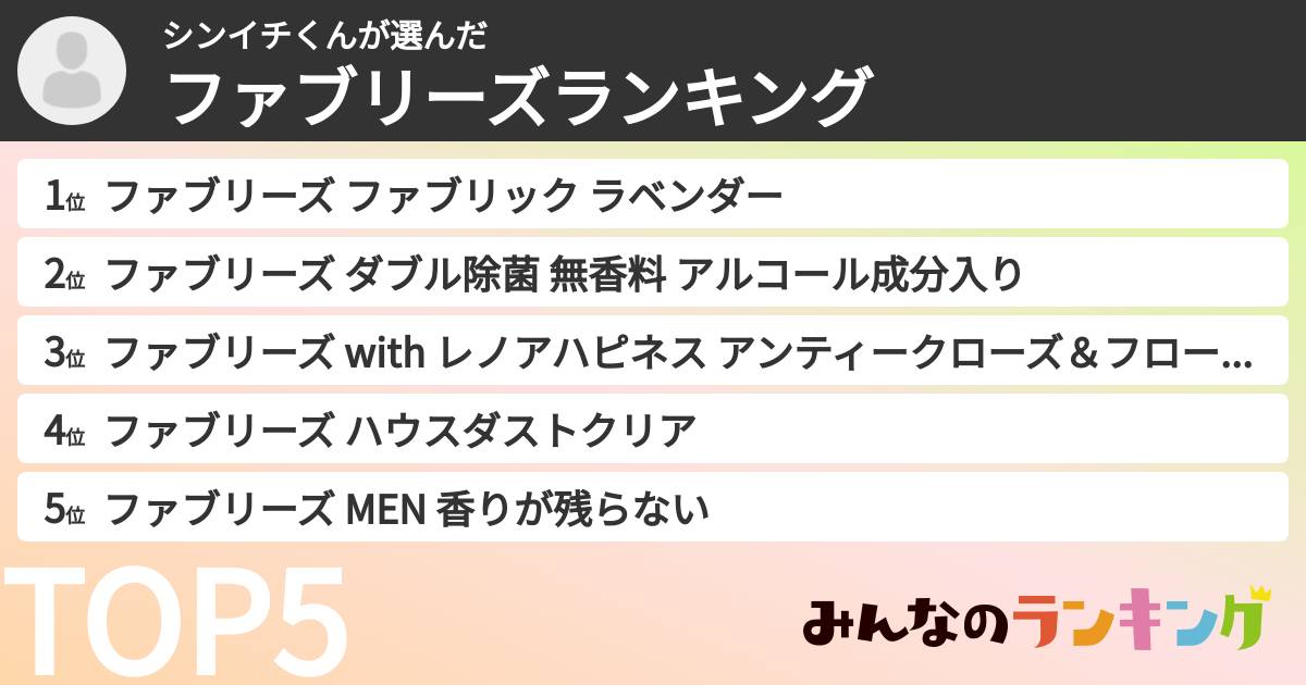 シンイチくんさんの「ファブリーズランキング」