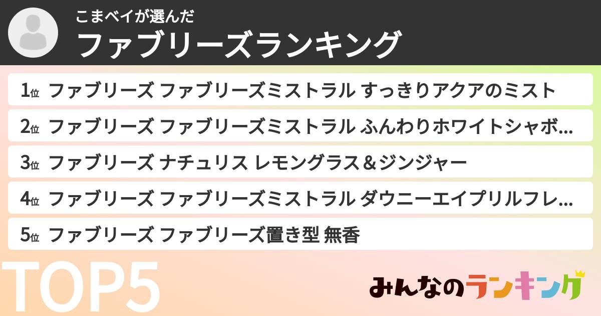 こまベイさんの「ファブリーズランキング」
